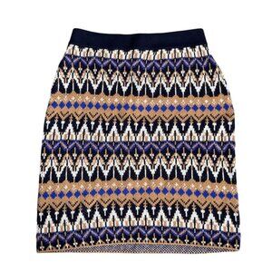 Anthropologie Geometric Knit Pencil Skirt - Black, Blue, Brown XL83